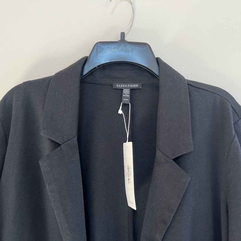NWT Eileen Fisher Cotton Ponte Blazer in Black, size PL - Picture 6 of 9